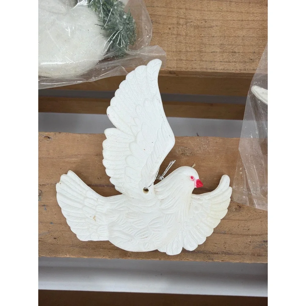 Kurt S‎ Adler White Dove Christmas Ornaments Set of 3 Glitter Pine H5927 Vintage